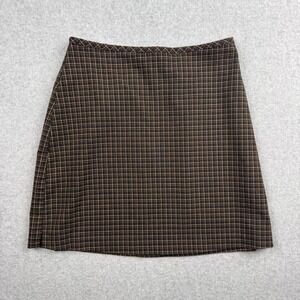 Vintage Y2K Wrapper Mini Skirt Women 5/6 Brown Black Plaid Schoolgirl Grunge 90s
